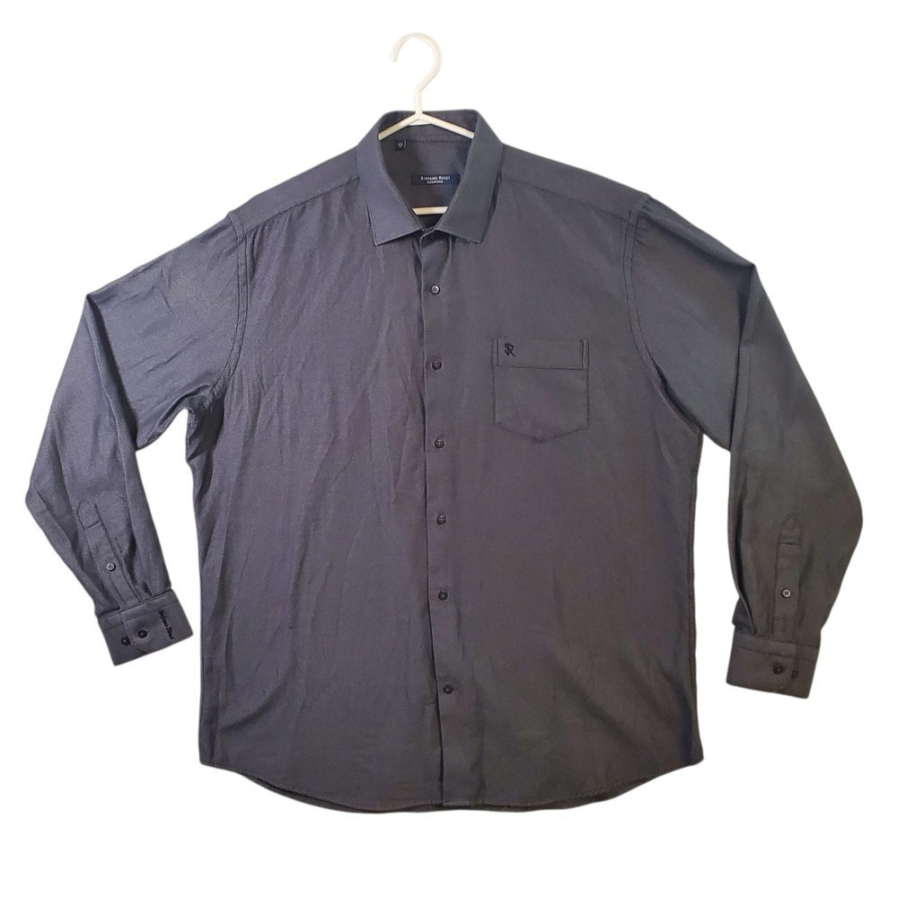 Stefano Ricci Mens XXL 17 Cotton Button Up Shirt Gray Textured Made in Italy